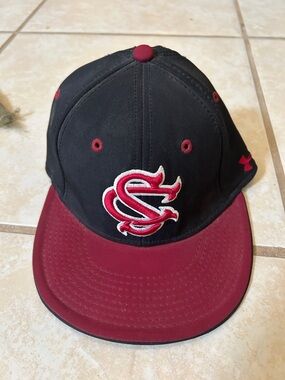 Under Armour Black and Maroon SC Logo Baseball Hat